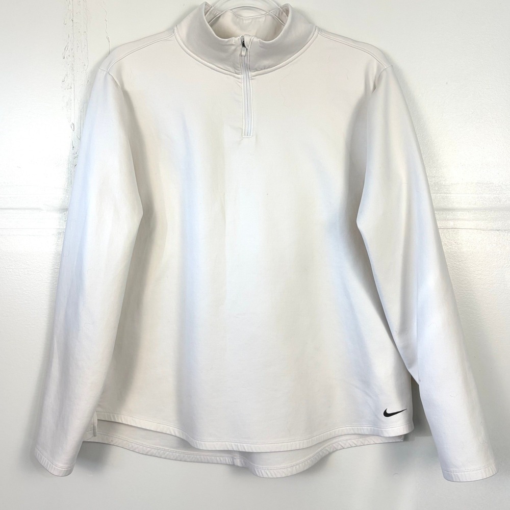 Nike Therma-FIT Womens XL Quarter Zip Pullover White Long Sleeve Sporty Top